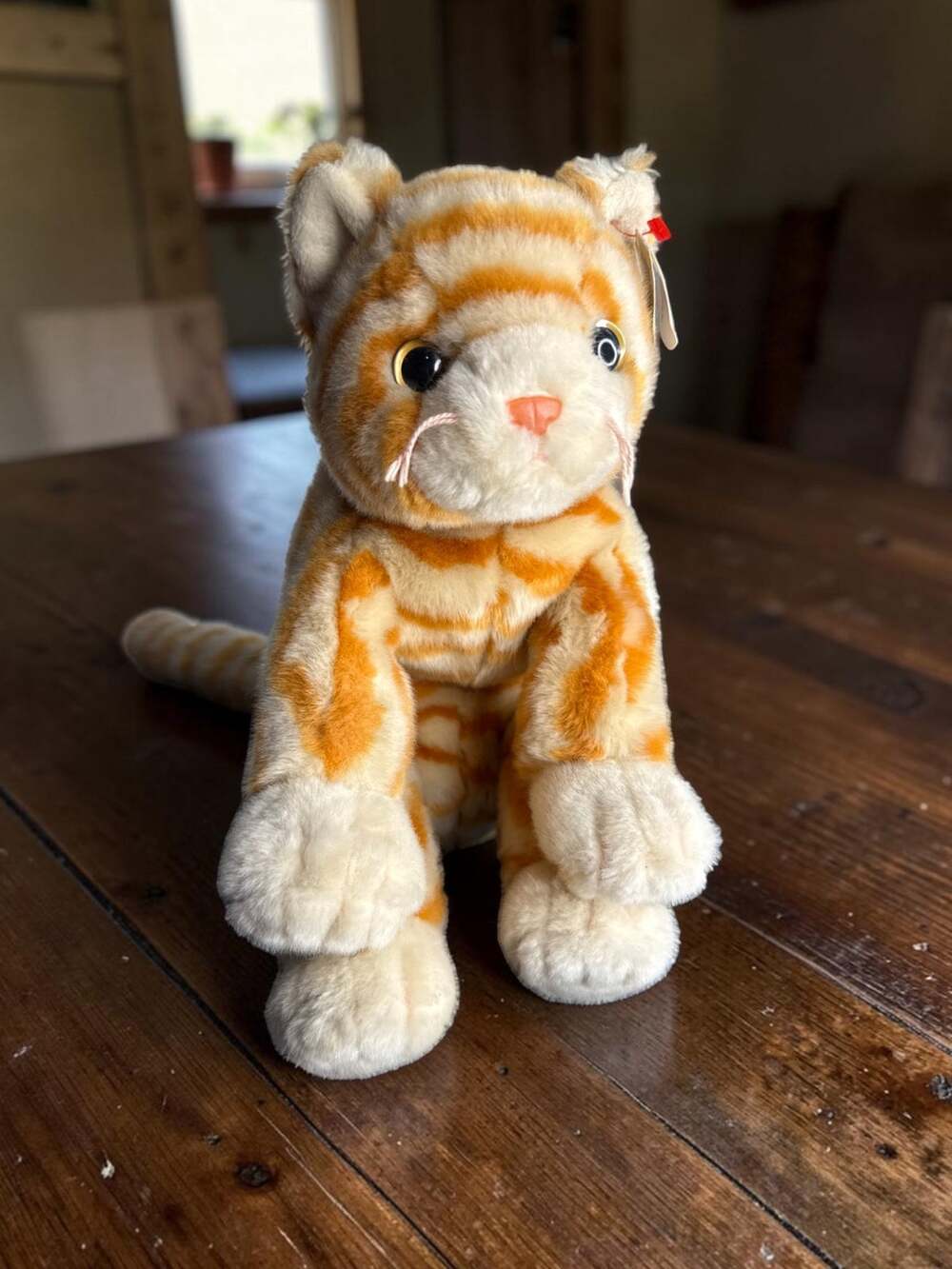 Vintage 1999 Ty Beanie Buddies Amber Orange Tabby Cat Plush 12" w/ Tag